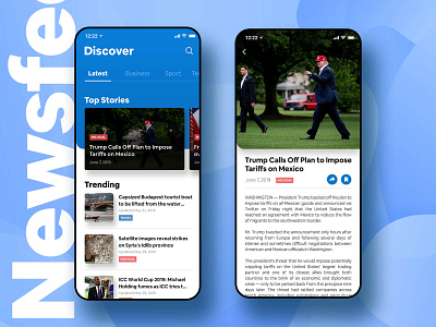 Newsfeed App Concept app clean creative design feed app interactions layout design mobile app design mobile design modern design news app newsfeed app ui ux