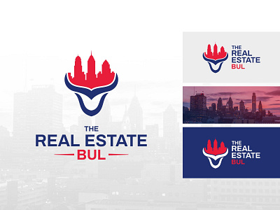 Real Estate Bull Logo bull business logo city construction design logo modern logo real estate silhouette