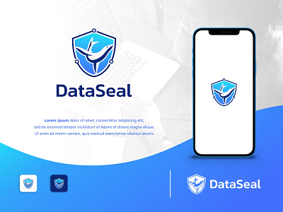 DataSeal Logo blue logo branding business logo combination logo cyber logo cyber security design fish logo illustration modern logo security logo