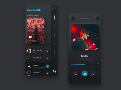 Music-app-demo android app clean colors dark design gradient ios iphone minimal mobile music round ui ux