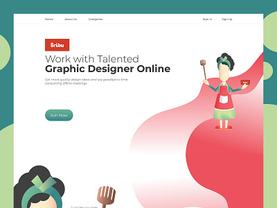 Sribu - Landing Page Redesign branding design gradient illustration landingpage minimal red redesign typography ui ux web website design