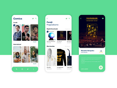 Comics Ecommerce app branding design ecommerce app ecommerce design green minimal minimalist typography ui ux