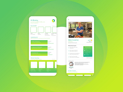 Online Courses app branding design ecommerce app ecommerce design education app gradient green logo minimal minimalist typography ui ux