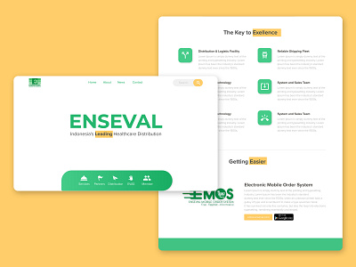 Enseval Company Web Redesign branding company company profile design green landingpage minimal minimalist typography ui ux web