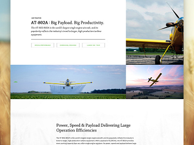 Air Tractor aircraft clean gallery layout minimal plane tractionokc ui ux web design website