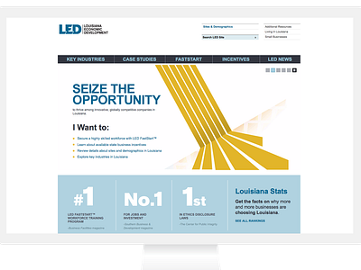 Louisiana Economic Development Homepage redesign design interactive web
