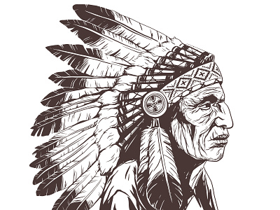Profile portrait of an old Native American Indian chief black and white character ethnic feathers flat illustration graphic design illustration indian logo native native american ndian headdress old realistic sketch tattoo thanksgiving day traditional vector wrinkled