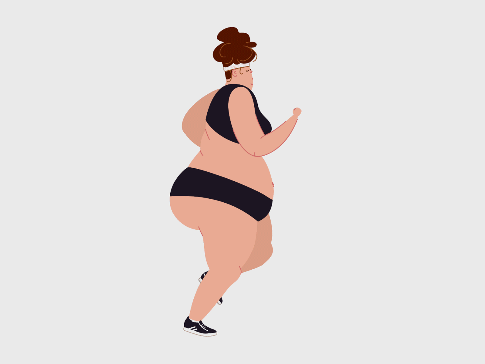 Fat runner 2d 2d animation 2d character animation art belly fat fat woman fitness flat illustration humor illustration moho motion graphics obesity run slow motion sport vector woman