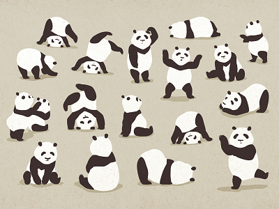 Pandas party animal black white celebration cute animal flat illustration humor illustration party pose vector
