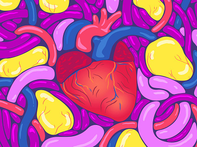 Inside art heart illustration multicolored vector