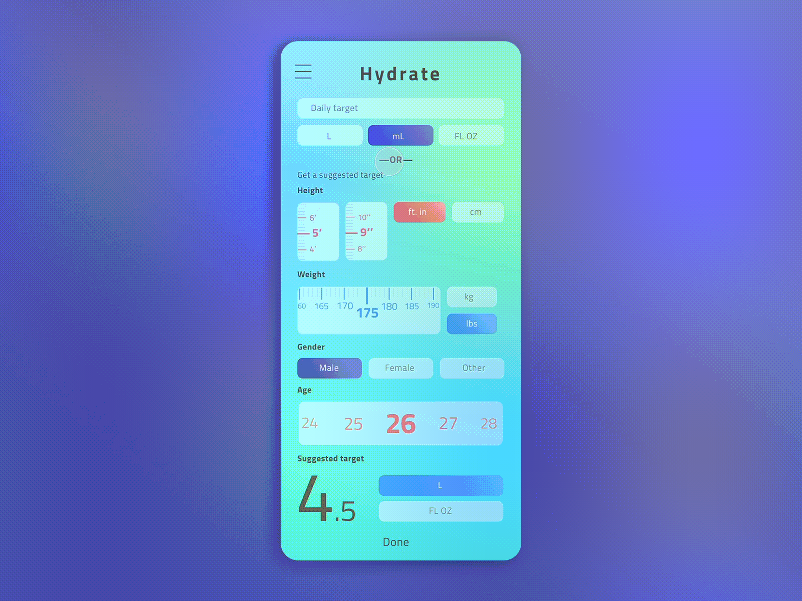 Hydrate Input Screen Animations app app design design flat illustration minimal mobile app mobile ui sketchapp ui vector water app
