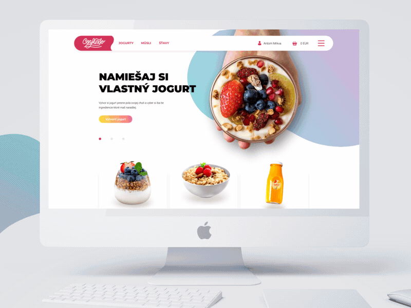 Confundo web design flat gradient joghurt juice mockup motion ui web