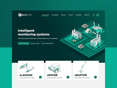 ELISTECH adobe xd design factory flat green illustration startup technology ui web webdesign