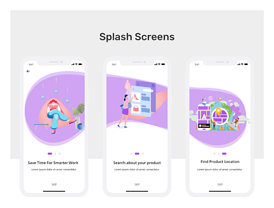 Splash Screens app buyer communication design e commerce app ecommerce shop freelancer product signup splash splash screen splashscreen ui ux