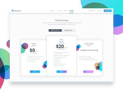 Pricing Shot clean gradient interface pricing product saas ui