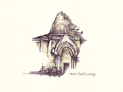 Wat Cheid Luang illustration sketch