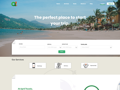 Landing Page for April's Travel branding design landing page design landingpage mockup ui ux web website