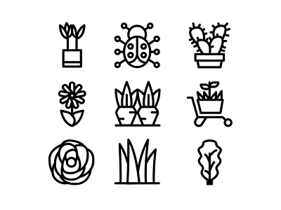 Spring Black Outline Icon Set app design icon icon design icon designs icon set icons icons pack iconset season seasonal seasons spring ui