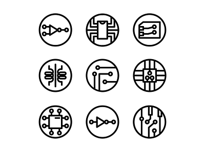 Electrical Icon Set Outline Style