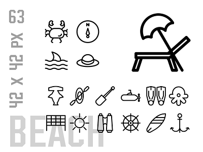 Beach Icon Set beach beach party design holiday icon icon design icon set icons icons pack iconset logo vacation