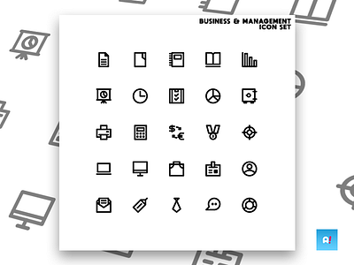 Business & Management Icon Set animation app branding business design flat icon identity ios logo management management app minimal mobile type typography ui ux web website
