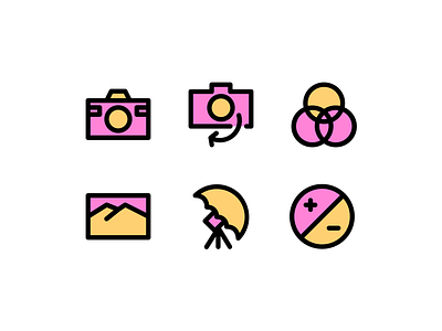 Photography Filled Style Icon Set