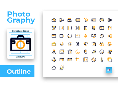 Photography Icon Set Colorized Outline Style app business design flat icon icon sets icons icons pack iconset illustration logo management management app minimal photograph photography typography ui ux web