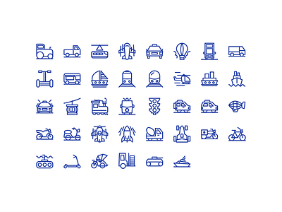 Transportation Outline Icon Set