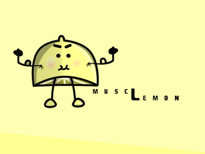 Musclemon cute design food funny lemon logo melon muscles vector