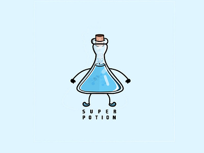 Super potion chemical cute funny illustration logo potion vector