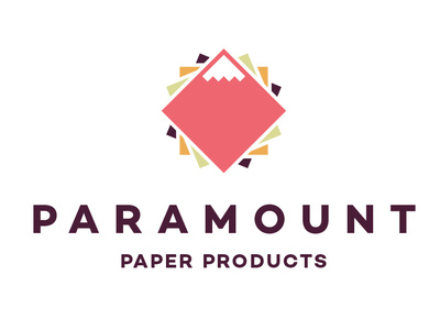 Paramount Paper Products branding clean clever color design flat icon identity illustration illustrator logo minimal mountain origami paper stationery typography vector