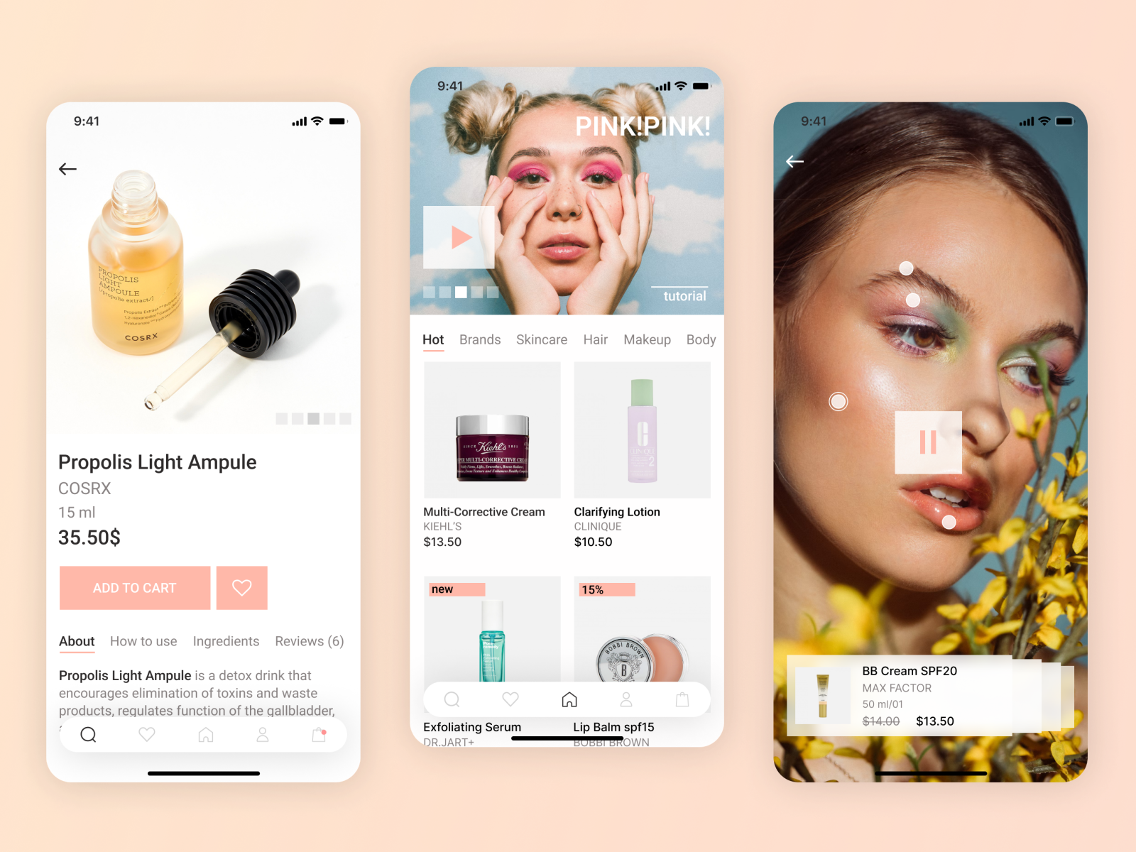 Skin care app UI design by Victoria Sitnikova on Dribbble