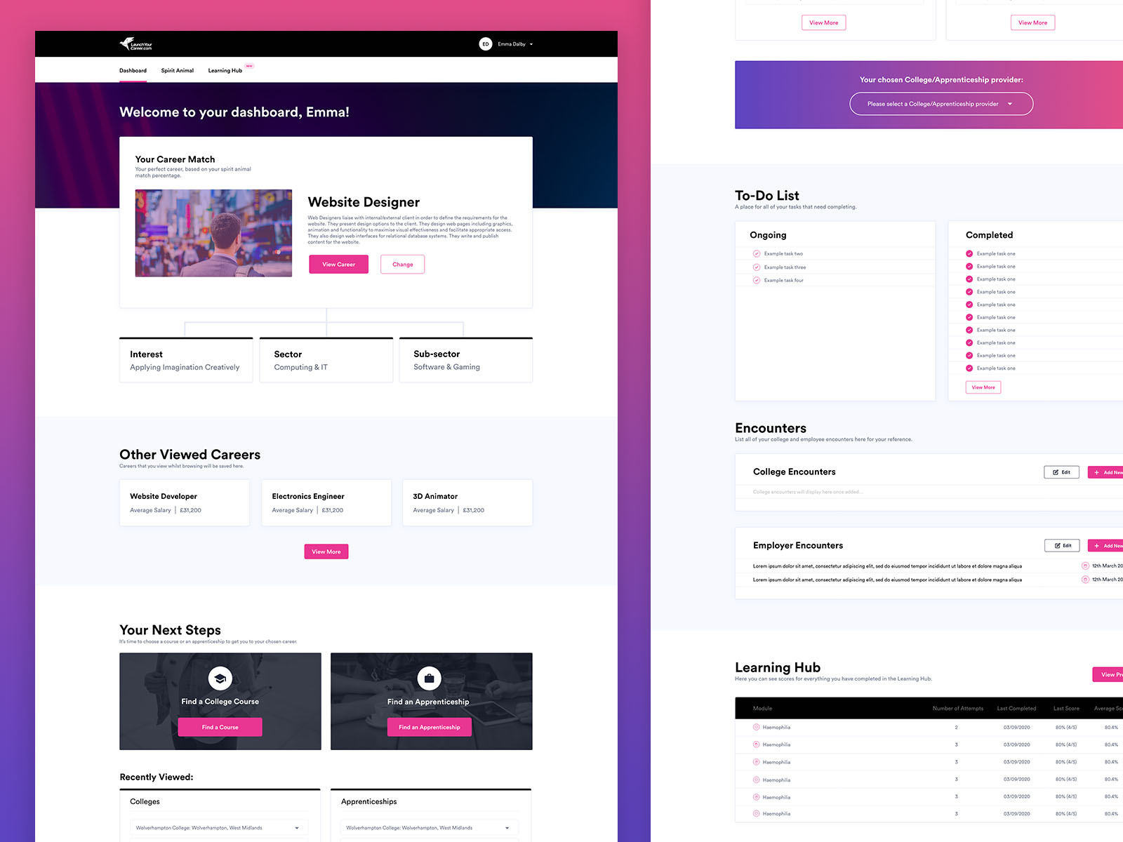 LYC Student Dashboard Design by Emma on Dribbble