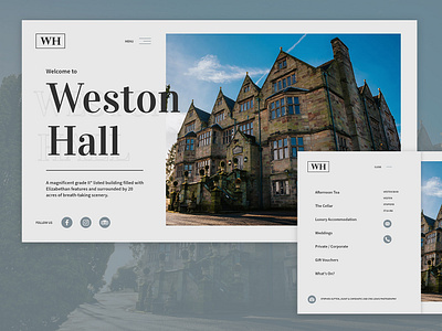 Weston Hall Web & Menu Design brand clean design flat illustrator minimal typography ui ux web website