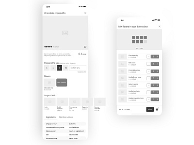 baking app wireframes