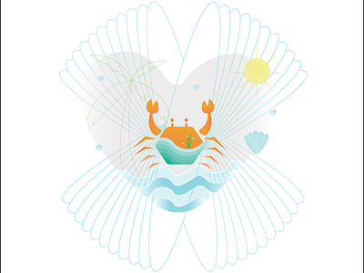 Happy crab color design illustrator ui