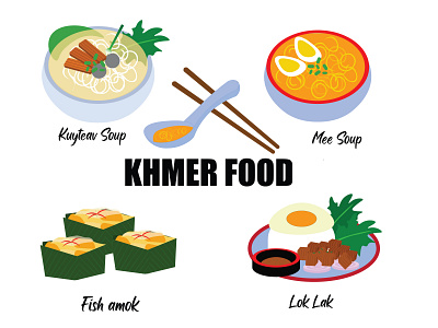 Khmer food (Cambodia) branding cambodia color design food graphic design illustrator khmer logo ui vector