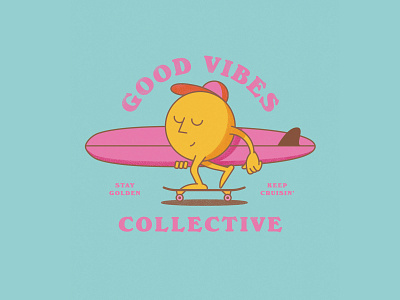 Good Vibes clean design flat illustration illustrator minimal simple skateboard skating surf surfing typography vector web