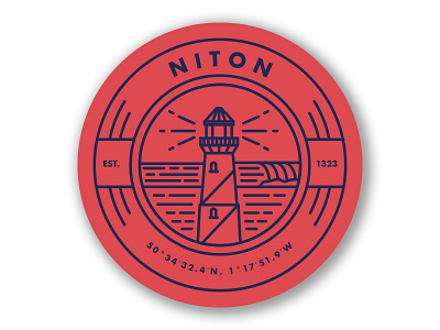 Niton badge circle clean illustration line simple sticker surf