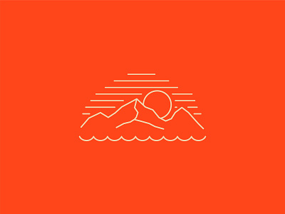 Mountain & Sea branding clean design icon illustration line line art mountain sea simple sun vector