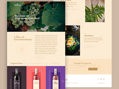 Adgestone Vineyard | Concept Site branding clean concept design homepage homepage design logo simple type typography ui ux vector web website wine