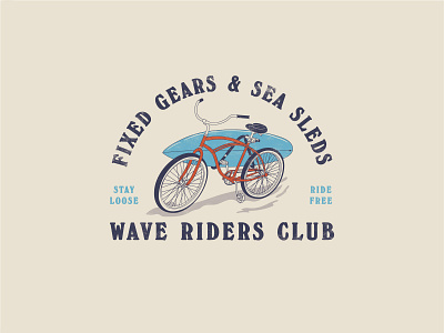 Wave Riders Club branding design illustration logo outdoors simple typography vector