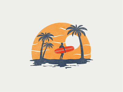 Beach beach colour icon illustration palm tree simple surf vector
