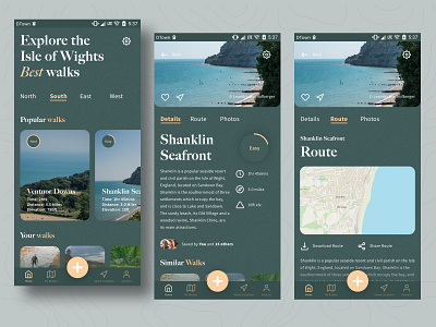Isle of Wight walking app app design clean design flat icon minimal outdoors simple ui ux walking web