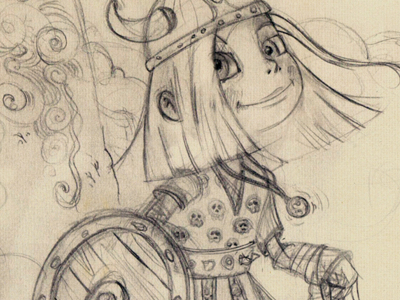 Marie shield sketches skull walkyrie warrior