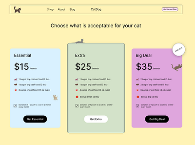 Day 001 - Screen related to signing up for something cat dailyui design graphic design payment pets plan pricing plan subscription ui website