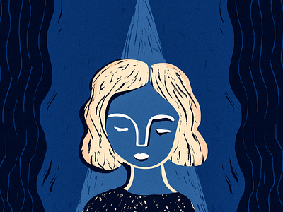 Feeling Blue blue flat illustration flatdesign girl grain texture illustration illustration art illustrator photoshop quarantine sad wacom intuos woman