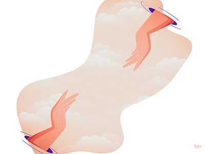 The Creation Of Adam Reproduction #2 clouds digital painting dreamy flat illustration flatdesign grain texture hands handstyle illustration illustration art illustrator orange reproduction wacom intuos warm colors