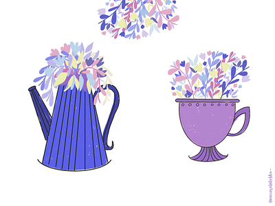 Vases blue color bright color flat illustration flatdesign floral flowers illustration flowers vase illustration illustration art leaves nature illustration plant pot procreate art vases