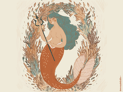 The Little Mermaid ✨🧜‍♀️ fish illustration illustration art illustrationoftheday mermaidart procreate procreate art sea tail texture warm colors